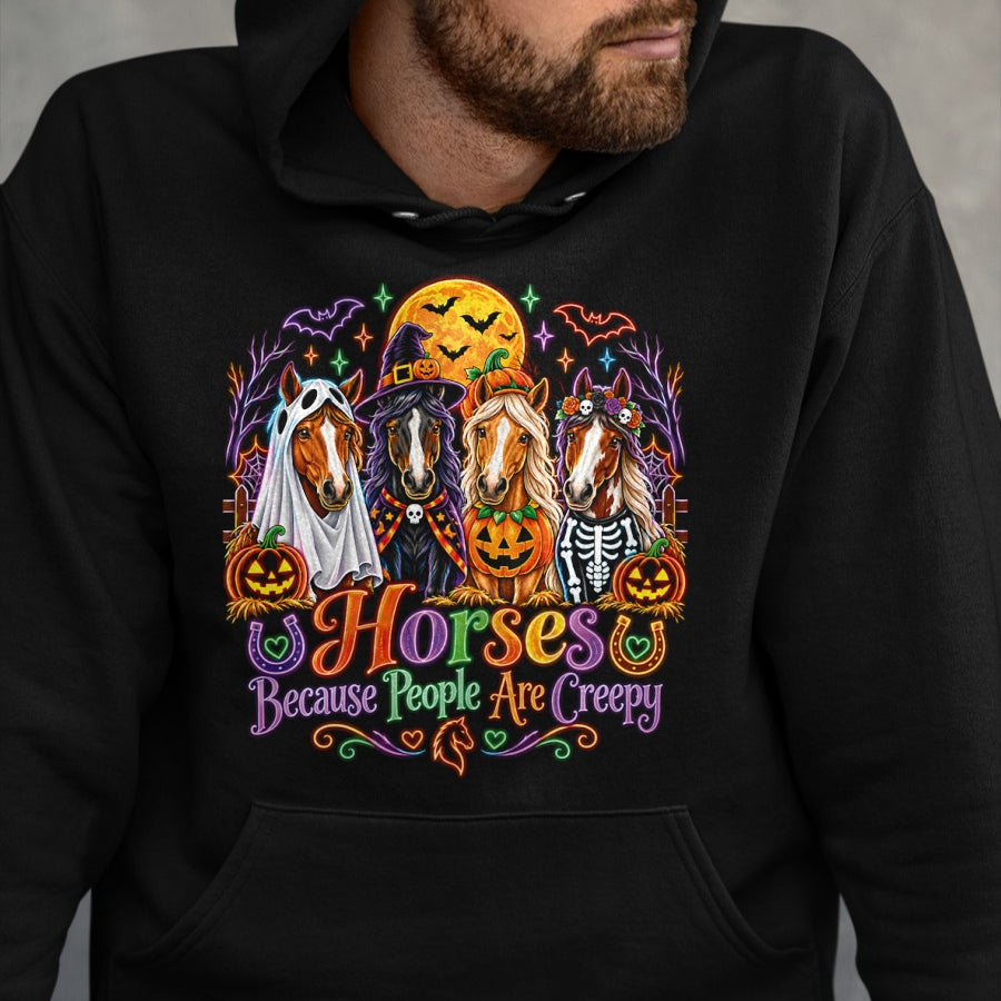 Best Horse Lover Shirt , Funny Horse UnisexT-Shirt/Hoodie/Sweatshirt HLT00 - Horses Because People are Creepy Funny Halloween Horse Lover Performance T-Shirt