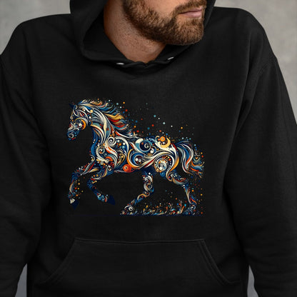 Best Horse Lover Shirt , Funny Horse UnisexT-Shirt/Hoodie/Sweatshirt HLT00 - Elegant Galloping Horse with Intricate Colorful Details Long Sleeve T-Shirt
