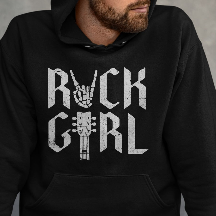 Guitar Lover Shirt, Funny Guitar UnisexT-Shirt/Hoodie/Sweatshirt HLT00 - Girls Rock, Rock_n Roll Girl, Rock On Skeleton, Guitar Band T-Shirt
