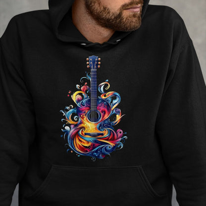 Guitar Lover Shirt, Funny Guitar UnisexT-Shirt/Hoodie/Sweatshirt HLT00 - Watercolor Guitar Instrument with Splash Guitar T-Shirt, Men, Black, 3X-Large