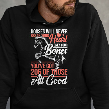 Best Horse Lover Shirt , Funny Horse UnisexT-Shirt/Hoodie/Sweatshirt HLT00 - Horse Rider - Horses Will Never Break Your Heart - Horse T-Shirt, Men, Black, 3X-Large