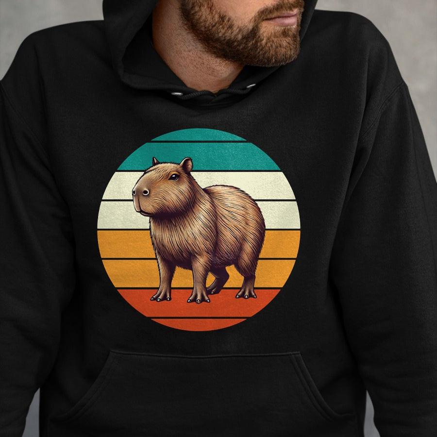 Cute Capybara Shirt, Funny Capybara Unisex T-Shirt/Hoodie/Sweatshirt HLT00 - Retro Capybara Art Long Sleeve T-Shirt
