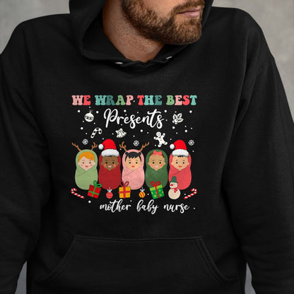 Funny Nurse Shirt, Nurse Unisex T-Shirt/Hoodie/Sweatshirt HLT00 - Mother Baby Nurse Christmas Mom Baby Nursing Groovy T-Shirt (2) (Copy)