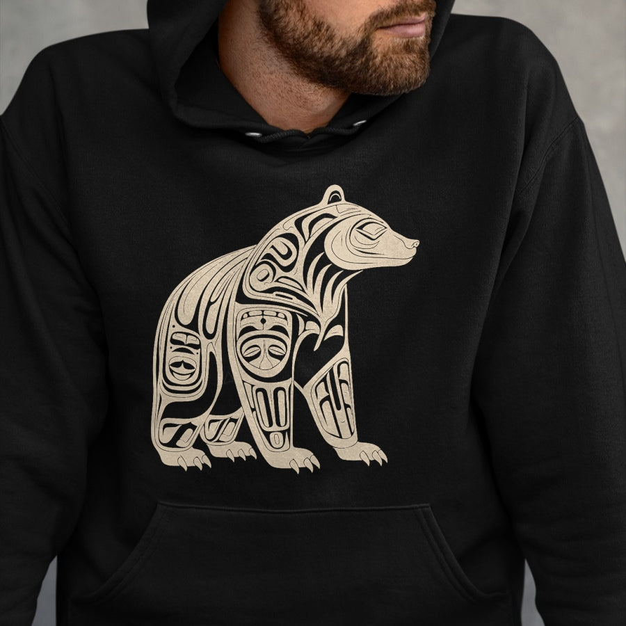 Native American T-Shirts, Vintage Native American Unisex T-Shirt/Hoodie/Sweatshirt HLT00 - Bear Native Formline Art Salish Haida Tlingit Pacific Animal