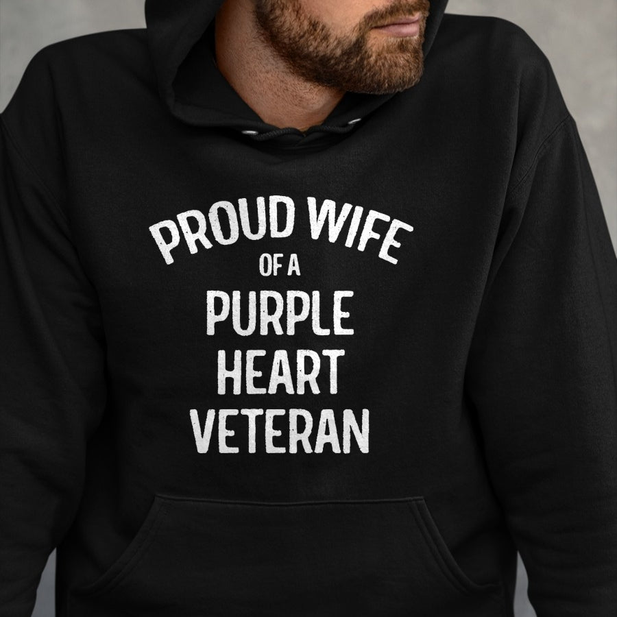 Best Wife Shirt, Wife and Husband Unisex T-Shirt/Hoodie/Sweatshirt HLT00 - Gift for wife T shirt, lucky wife   Wife of Purple Heart Veteran Shirt Proud Military Family T-Shirt