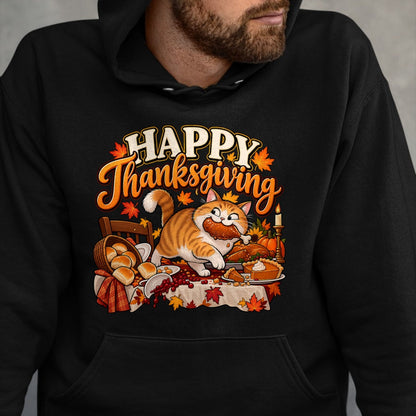 Best Thanksgiving Family Shirt , Funny Thanksgiving UnisexT-Shirt/Hoodie/Sweatshirt HLT00 - Happy Thanksgiving Funny Cute Cat Turkey Dinner Autumn Feast T-Shirt