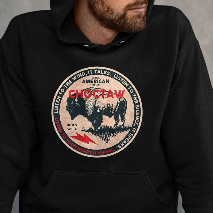 Native American T-Shirts, Vintage Native American Unisex T-Shirt/Hoodie/Sweatshirt HLT00 - Choctaw Native American Indian Born Freedom Wild Buffalo Premium