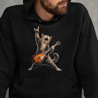 Guitar Lover Shirt, Funny Guitar UnisexT-Shirt/Hoodie/Sweatshirt HLT00 - Funny Cat Playing Guitar Shirt Cat Guitarist Rock and Roll T-Shirt, Men, Black, 3X-Large