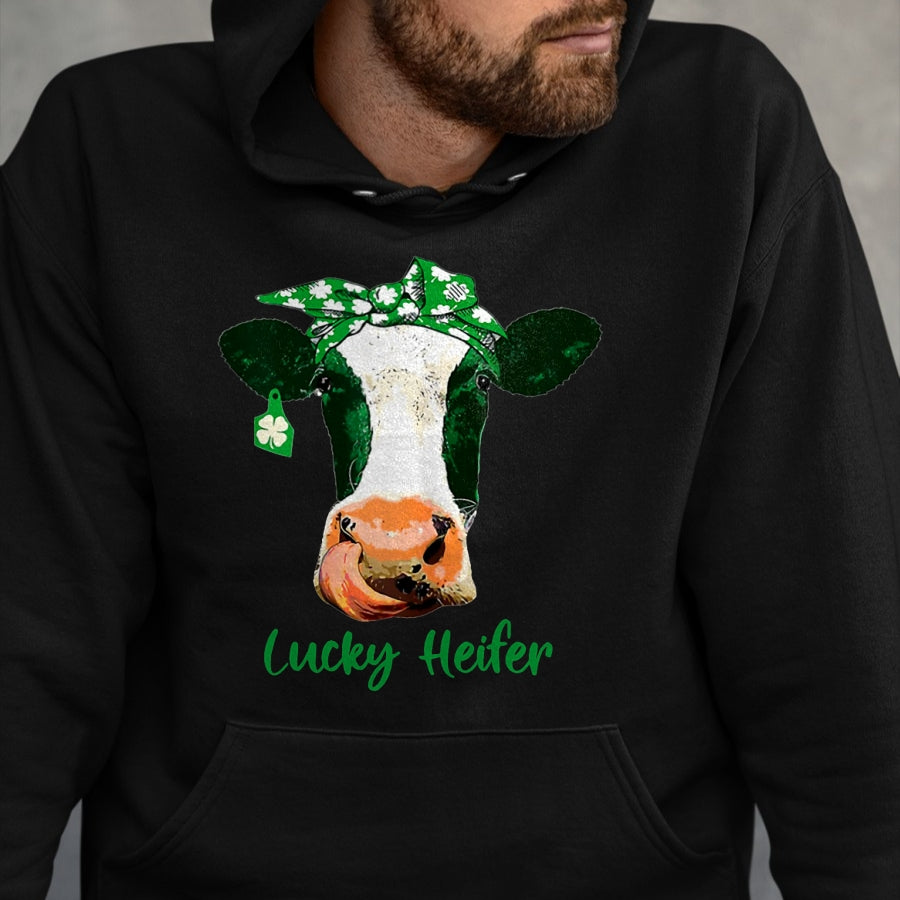 Gift for Mom Shirt, Funny Mom Unisex T-Shirt/Hoodie/Sweatshirt HLT00 - Lucky Heifer Patricks Day Heifer Mom Irish T-Shirt