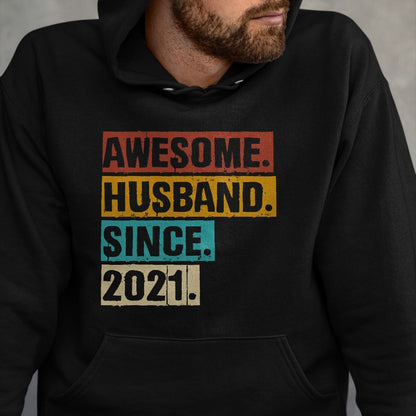 Best Wife Shirt, Wife and Husband Unisex T-Shirt/Hoodie/Sweatshirt HLT00 - 3rd Year Wedding Anniversary Epic Awesome Husband Since 2021 T-Shirt (2)