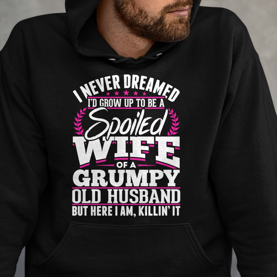 Best Wife Shirt, Wife and Husband Unisex T-Shirt/Hoodie/Sweatshirt HLT00 - Gift for wife T shirt, spoiled wife   Grumpy Old Husband Spoiled Wife Of A Grumpy Old Husband Long S (1)