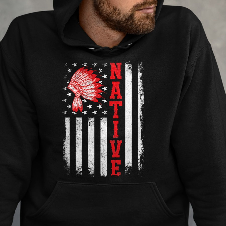 Native American T-Shirts, Vintage Native American Unisex T-Shirt/Hoodie/Sweatshirt HLT00 - Native - American Day USA Flag Cherokee Indigenous People
