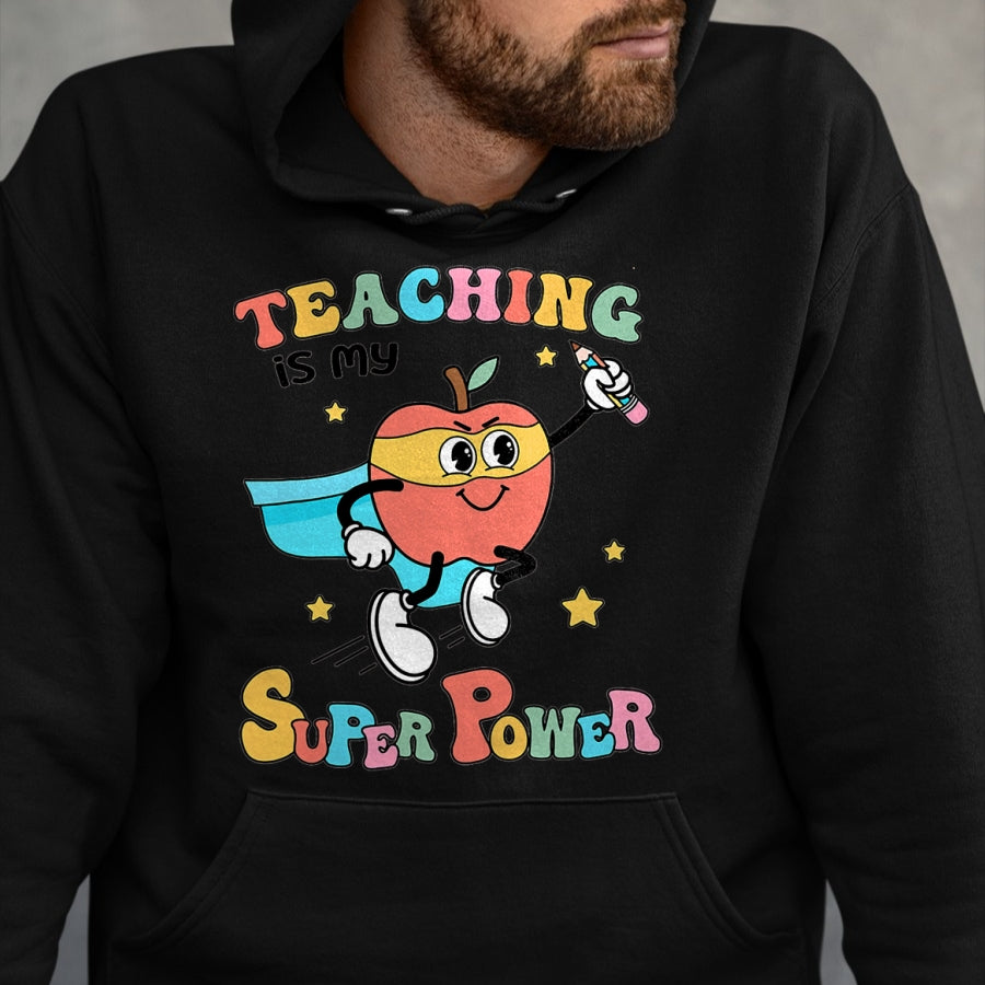 Best Teacher Shirt, Funny Teacher UnisexT-Shirt/Hoodie/Sweatshirt HLT00 - Retro Teaching is My Superpower Apple Teacher Appreciation T-Shirt