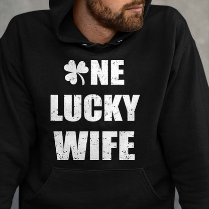 Best Wife Shirt, Wife and Husband Unisex T-Shirt/Hoodie/Sweatshirt HLT00 - Gift for wife T shirt, lucky wife   One Lucky Wife Funny St Patricks Day Shamrock Aunt Gift T-Shirt (1)
