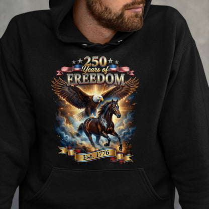 Best Horse Lover Shirt , Funny Horse UnisexT-Shirt/Hoodie/Sweatshirt HLT00 - Patriotic Eagle Horse 250th of Freedom USA 1776 Anniversary T-Shirt