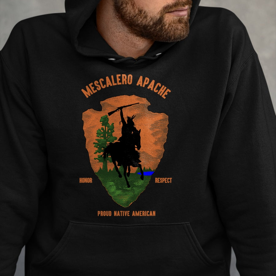 Native American T-Shirts, Vintage Native American Unisex T-Shirt/Hoodie/Sweatshirt HLT00 - MESCALERO APACHE Tribe Native American Indian Retro Arrow
