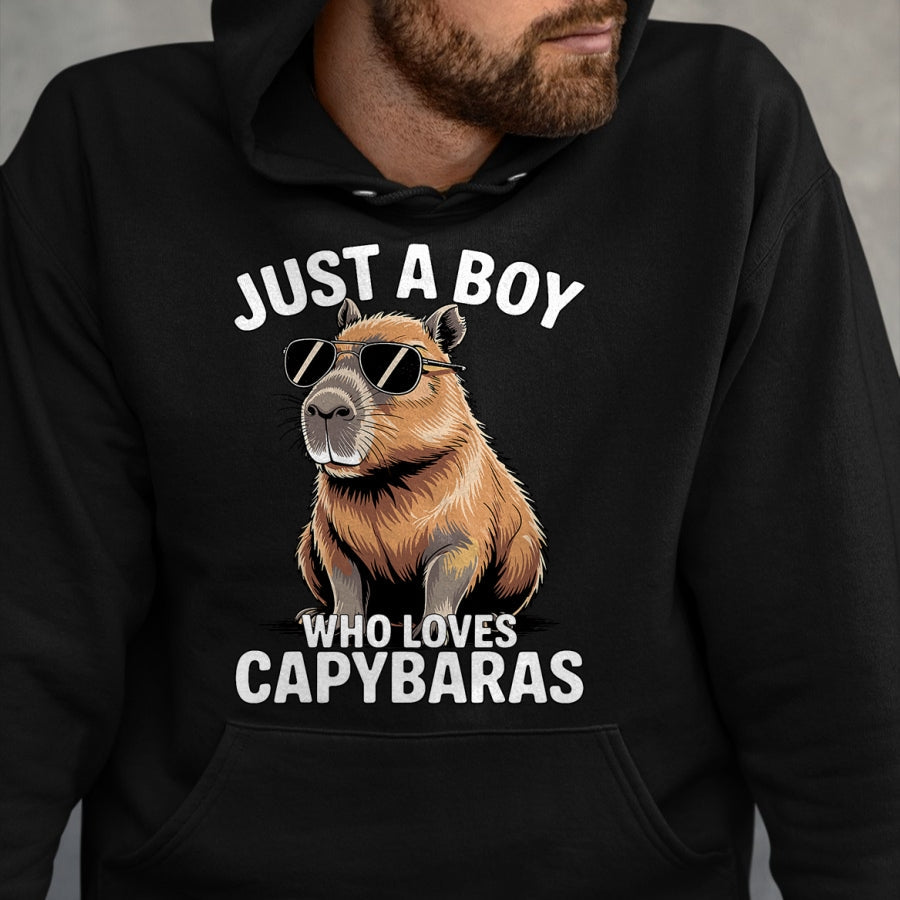 Cute Capybara Shirt, Funny Capybara Unisex T-Shirt/Hoodie/Sweatshirt HLT00 - Just a Boy who Loves Capybaras T-Shirt (1)