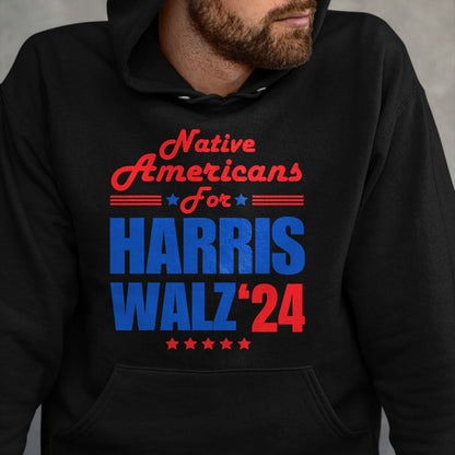 Native American T-Shirts, Vintage Native American Unisex T-Shirt/Hoodie/Sweatshirt HLT00 - Native Americans for Harris Walz Kamala for President