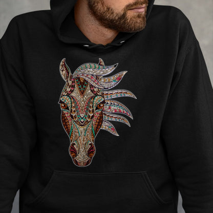 Native American T-Shirts, Vintage Native American Unisex T-Shirt/Hoodie/Sweatshirt HLT00 - Horse Tribal Abstract Art Native American Geometric Horse