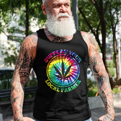 Best Farmer Life Shirt, Funny Farmer UnisexT-Shirt/Hoodie/Sweatshirt HLT00 - Retro Marijuana Support Your Local Farmer Cannabis Tie Dye Long Sleeve T-Shirt