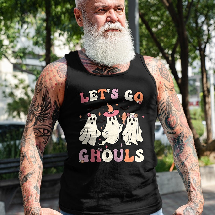Best Thanksgiving Family Shirt , Funny Thanksgiving UnisexT-Shirt/Hoodie/Sweatshirt HLT00 - Retro Groovy Let's Go Ghouls Halloween Ghost Outfit Costumes T-Shirt
