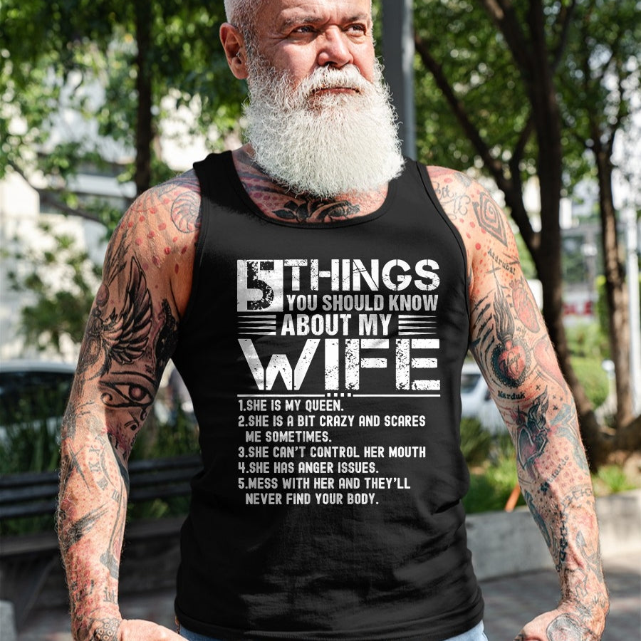 Best Wife Shirt, Wife and Husband Unisex T-Shirt/Hoodie/Sweatshirt HLT00 - 5 Things You Should Know About My Wife (On Back) husband T-Shirt
