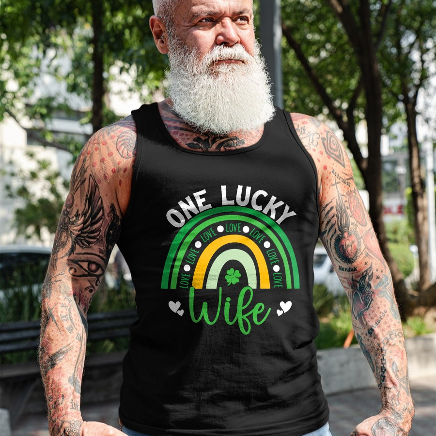 Best Wife Shirt, Wife and Husband Unisex T-Shirt/Hoodie/Sweatshirt HLT00 - Gift for wife T shirt, lucky wife   One Lucky Wife Boho Rainbow Irish Saint Patrick's Day T-Shirt