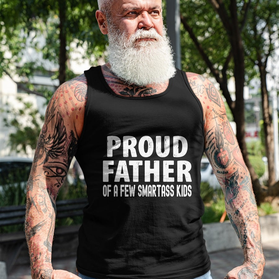 Gift for Dad Shirt, Funny Dad Unisex T-Shirt/Hoodie/Sweatshirt HLT00 – Proud Father Of A Few Smartass Kids, Funny Fathers Day T-Shirt