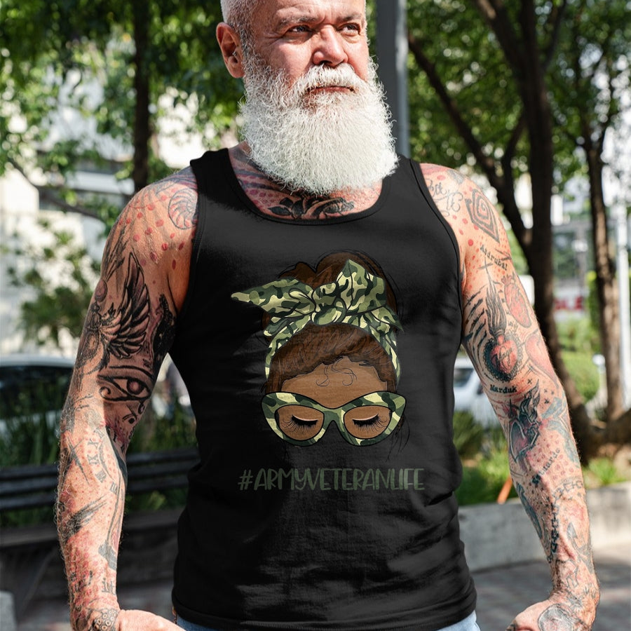 Proud Veteran Shirt, Funny Veteran UnisexT-Shirt/Hoodie/Sweatshirt HLT00 - African American Army Veteran Female Afro Melanin Girl T-Shirt, Men, Black, 3X-Large