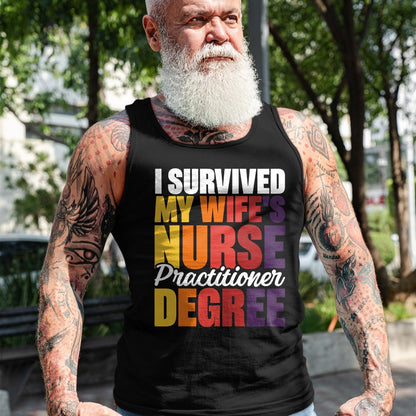 Funny Nurse Shirt, Nurse Unisex T-Shirt/Hoodie/Sweatshirt HLT00 - I Survived My Wife's Nurse Practitioner Degree T-Shirt