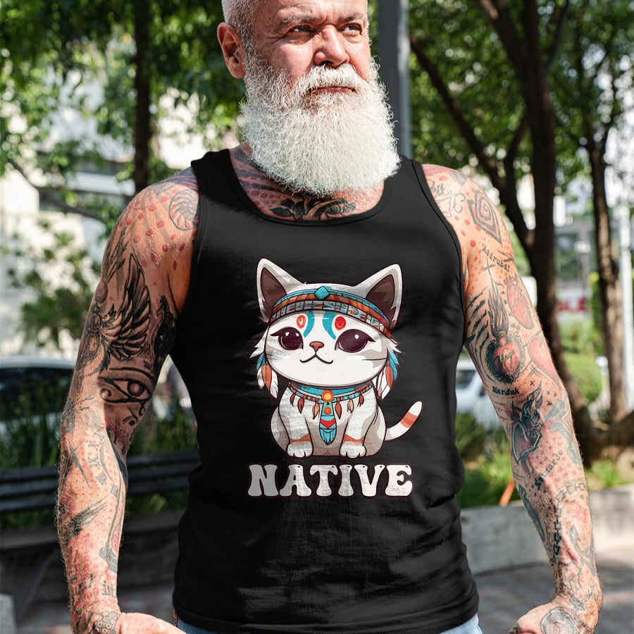 Native American T-Shirts, Vintage Native American Unisex T-Shirt/Hoodie/Sweatshirt HLT00 - Cute American Native Indian Kawaii Cat Woman Girl