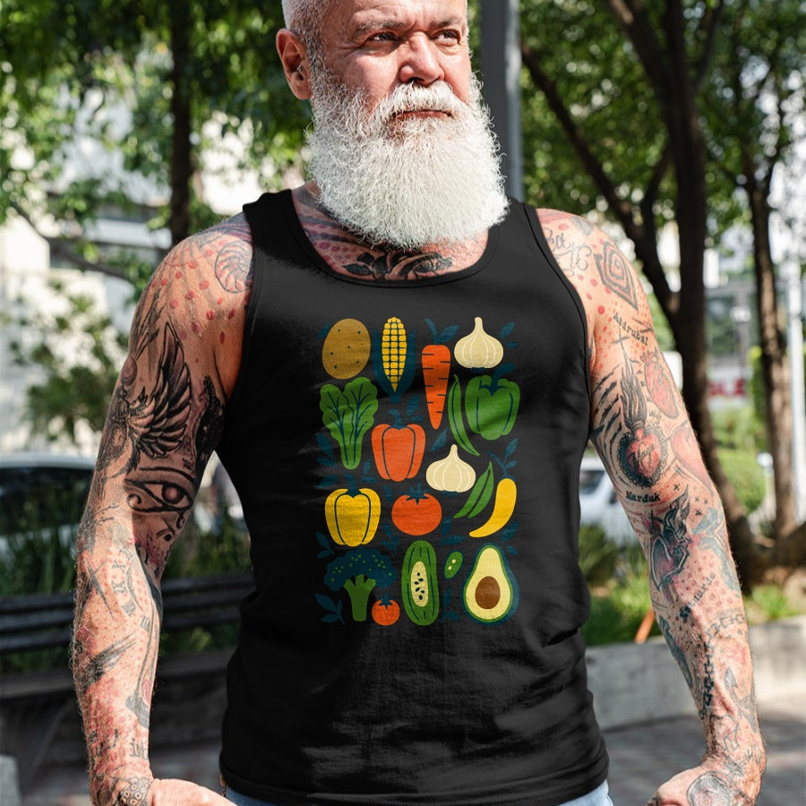 Best Farmer Life Shirt, Funny Farmer UnisexT-Shirt/Hoodie/Sweatshirt HLT00 - Retro Vegetable Garden Pattern Veggie Farmer Market Vegan Long Sleeve T-Shirt