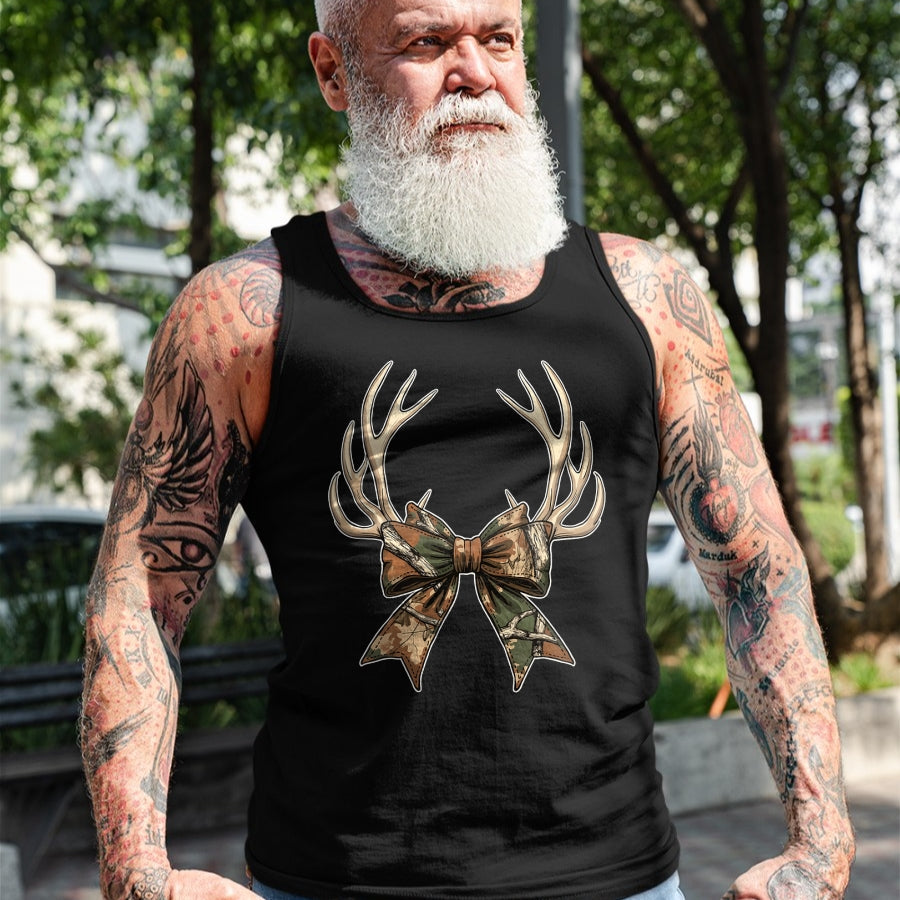 Funny Hunting Shirt, Gift For Hunting Lover Unisex T-Shirt/Hoodie/Sweatshirt HLT00 - Camo Coquette Bow Deer Antlers Hunting Women Girl Camouflage T-Shirt