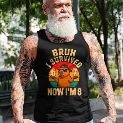Cute Capybara Shirt, Funny Capybara UnisexT-Shirt/Hoodie/Sweatshirt HLT00 - Bruh I Survived 6 7 Now Im 8 Funny Capybara 8th Birthday Boy T-Shirt