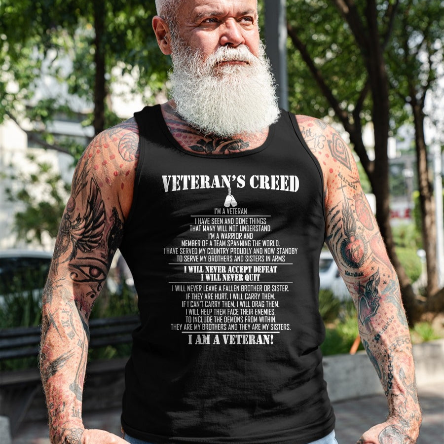 Proud Veteran Shirt, Funny Veteran UnisexT-Shirt/Hoodie/Sweatshirt HLT00 - Veteran_s Creed I_m a Veteran T-Shirt Small