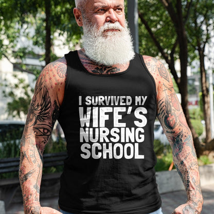Funny Nurse Shirt, Nurse Unisex T-Shirt/Hoodie/Sweatshirt HLT00 - Survived my wife's nursing school for Husband Nurse T-Shirt