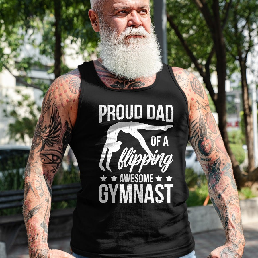 Gift for Dad Shirt, Funny Dad Unisex T-Shirt/Hoodie/Sweatshirt HLT00 – Proud Dad Of A Gymnast Father Gymnastics Dad Long Sleeve T-Shirt