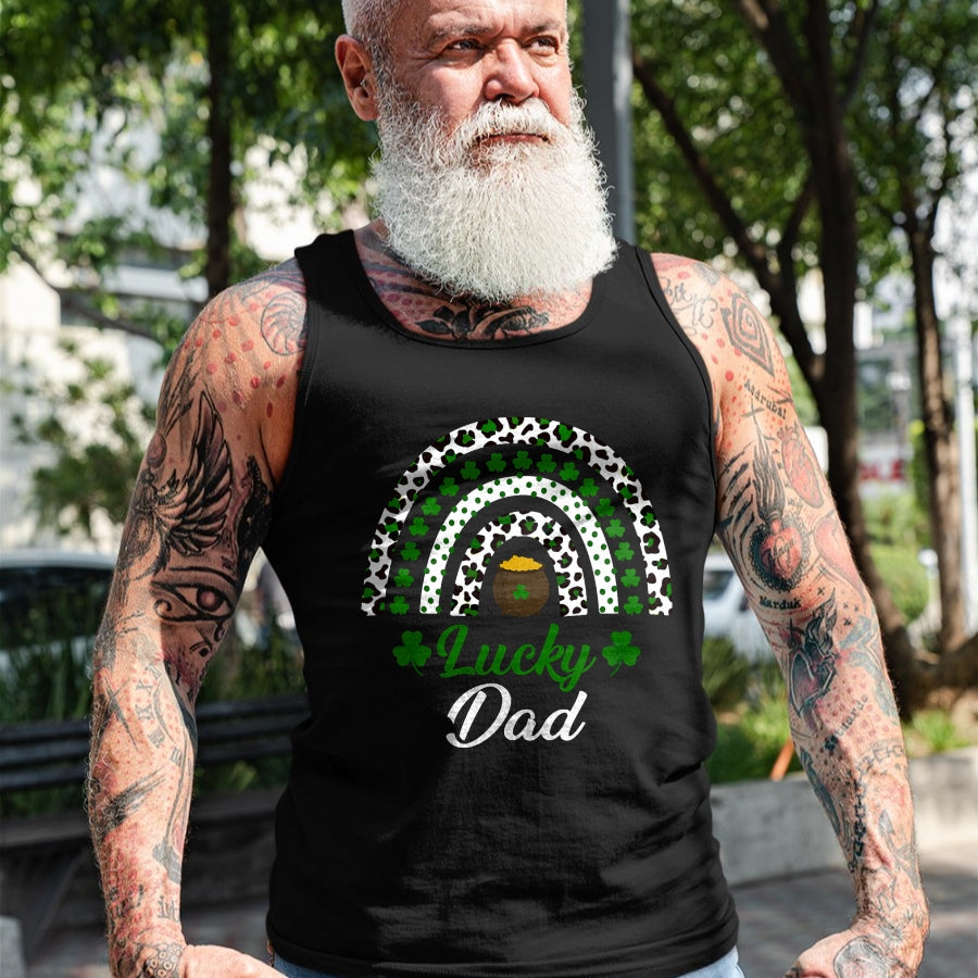 Gift for Dad Shirt, Funny Dad Unisex T-Shirt/Hoodie/Sweatshirt HLT00 – Lucky Dad Rainbow St Patricks Day Lucky Dad T-Shirt