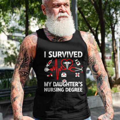 Funny Nurse Shirt, Nurse Unisex T-Shirt/Hoodie/Sweatshirt HLT00 - I Survived My Daughter'S Nursing Degree Proud Mom Nurse T-Shirt