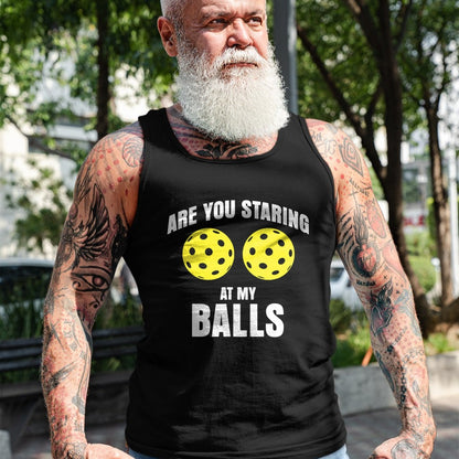 Funny Pickleball Shirt, Pickleball Lover Unisex T-Shirt/Hoodie/Sweatshirt HLT00 - are You Staring at My Balls Funny Pickle Ball T-Shirt