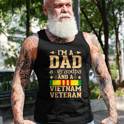 Gift for Dad Shirt, Funny Dad Unisex T-Shirt/Hoodie/Sweatshirt HLT00 – I_m A Dad Grandpa And A Vietnam Veteran Proud Veteran Father T-Shirt