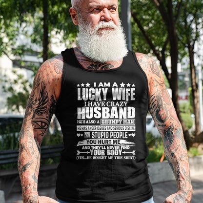 Best Wife Shirt, Wife and Husband Unisex T-Shirt/Hoodie/Sweatshirt HLT00 - Gift for wife T shirt, lucky wife   I Am A Lucky Wife shirt Funny wife husband present T-Shirt