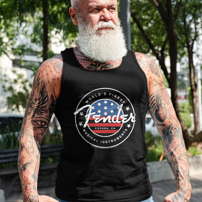 Guitar Lover Shirt, Funny Guitar UnisexT-Shirt/Hoodie/Sweatshirt HLT00 - Fender American Flag Circle Stamp Logo T-Shirt