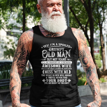 Best Wife Shirt, Wife and Husband Unisex T-Shirt/Hoodie/Sweatshirt HLT00 - Gift for wife T shirt, spoiled wife   Yes I'm A Spoiled Grumpy Old Man But Not Yours Awesome Wife T- (1)