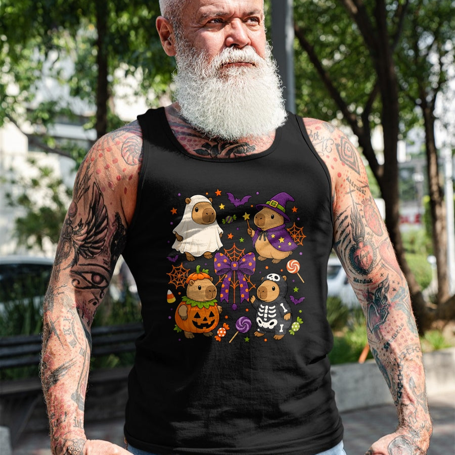 Cute Capybara Shirt, Funny Capybara Unisex T-Shirt/Hoodie/Sweatshirt HLT00 - Funny Cozy Capybara Autumn Fall Spooky Season Halloween T-Shirt