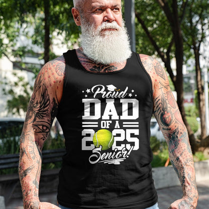 Gift for Dad Shirt, Funny Dad Unisex T-Shirt/Hoodie/Sweatshirt HLT00 – Proud Dad Of A 2025 Senior Tennis Ball Graduation T-Shirt