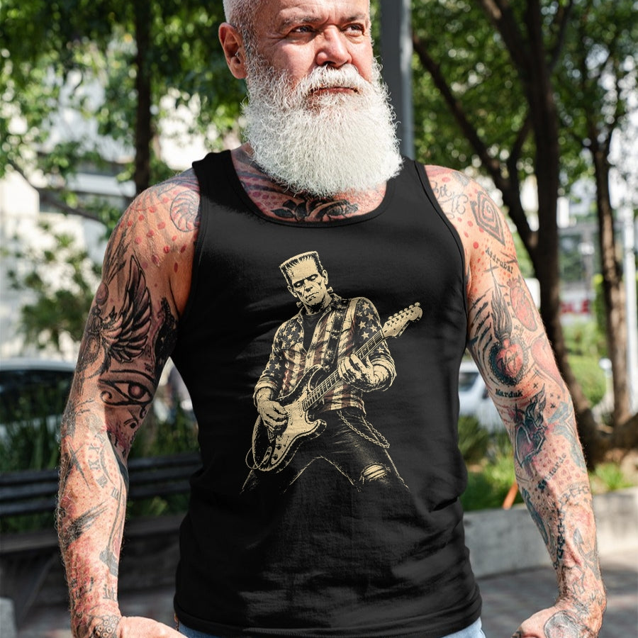 Guitar Lover Shirt, Funny Guitar UnisexT-Shirt/Hoodie/Sweatshirt HLT00 - Guitar Lovers Halloween Horror Frankenstein Playing Guitar T-Shirt
