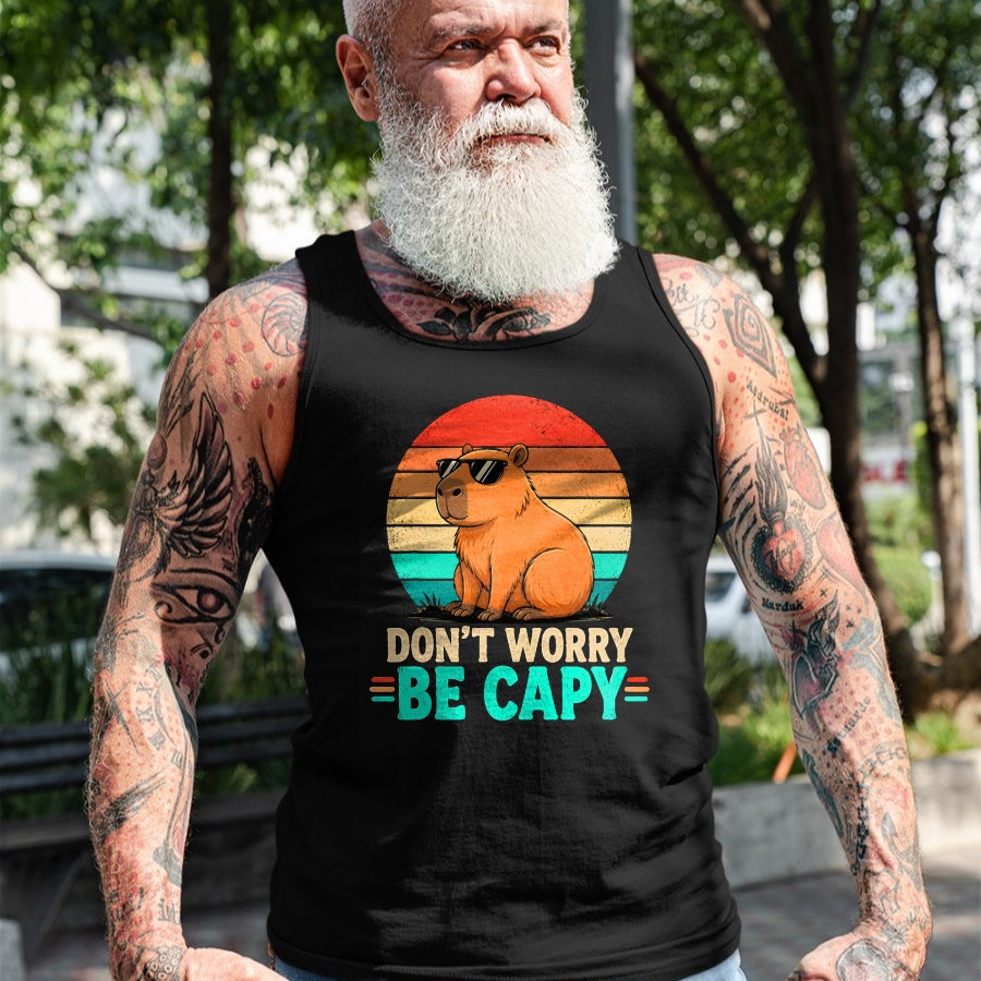 Cute Capybara Shirt, Funny Capybara Unisex T-Shirt/Hoodie/Sweatshirt HLT00 - Funny Be Capy Relaxed Capybara Vintage Cartoon Graphic T-Shirt