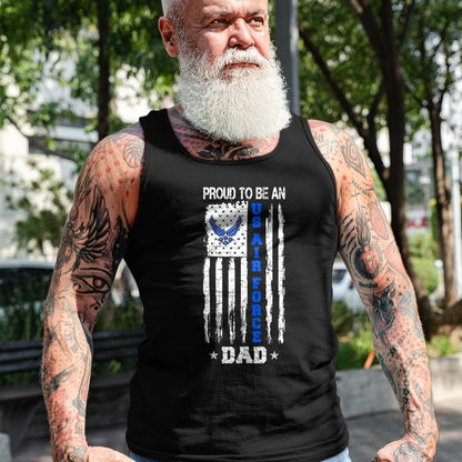 Gift for Dad Shirt, Funny Dad Unisex T-Shirt/Hoodie/Sweatshirt HLT00 – Vintage USA Flag Proud To Be An US Air Force Dad T-Shirt