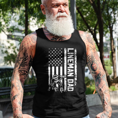 Gift for Dad Shirt, Funny Dad Unisex T-Shirt/Hoodie/Sweatshirt HLT00 – Football Line Dad Of A Football Lineman Father US Flag T-Shirt